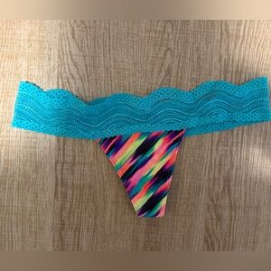 PINK Victoria's Secret Multicolor Bikini Bottom with Blue Lace